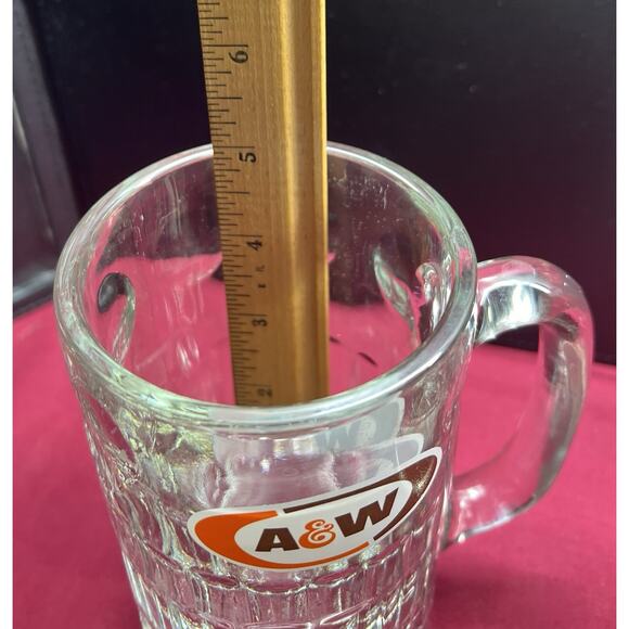 Vintage Set Of 2 A&W Root Beer Soda Mugs 5” Tall Heavy Glass Dimple Sides - Picture 10 of 10